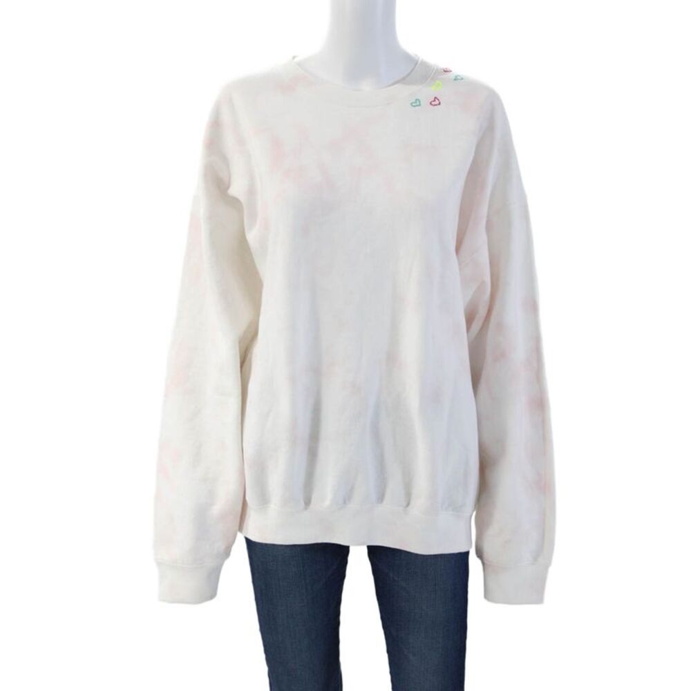 Hibiscus Linens Womens Pullover Sweatshirt White Cotton Size M